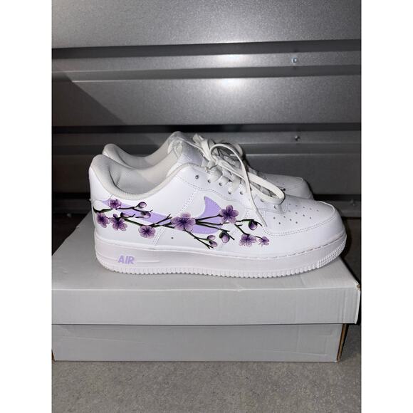 Drip Custom Painted Nike Air Force 1’s - Size 9 - Lilac Blossoms main image 5